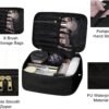 71ad1C7dM6L._AC_SL1500_.jpg MAANGE Makeup Bag - Large Cosmetic Bag with 2pcs Small Makeup Bags Portable Leather Travel Makeup Bag Set Toiletry Bag Make Up Bags for Women and Girls (Black)