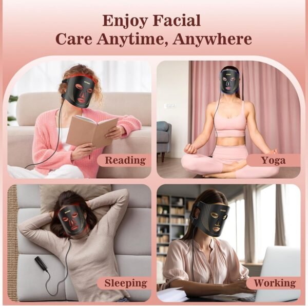 Red Light Therapy for Face, 3 Modes Portable Led Face Mask Light Therapy with Remote, Near-infrared 850 Red Light Mask with Timing Function, Led Light Therapy At Home 180 LED Beads