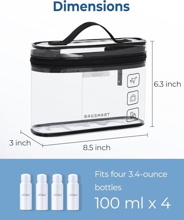 71b5dotAerL._AC_SL1500_.jpg BAGSMART TSA Approved Toiletry Bag, 2 Pack Clear Makeup Cosmetic Bag Organizer, Quart Size Travel Bag for Toiletries, Carry-on Travel Accessories Essentials, Black-2pcs
