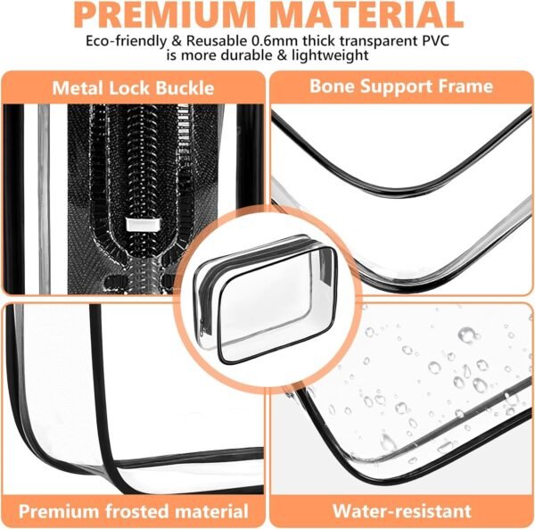 71b9xAS2ISL._AC_SL1500_.jpg AURUZA 4 Pack Clear Toiletry Bag, Portable Travel Makeup Pouch with Zipper, TSA Approved Organizer, PVC Cosmetic for Airport Airline Compliant