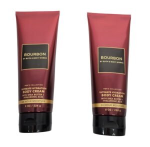 Bath and Body Works 2 Pack Men's Collection Ultra Shea Body Cream BOURBON. 8 Oz