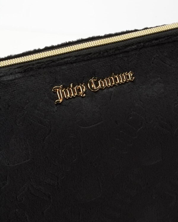 Juicy Couture Women's Cosmetics Bag - Travel Makeup and Toiletries Top Zip Wedge Pouch, Size One Size, Black