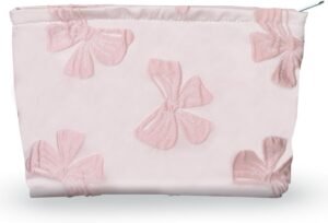 71bLjZb62uL._AC_SL1500_.jpg Makeup Bag Large Capacity Elegant Bow Preppy Cosmetic Bag Aesthetic Design Canvas Zipper Organizer Pouch Cute Roomy Pink Portable Toiletry Bag for Women Girls Travel Storage Accessories