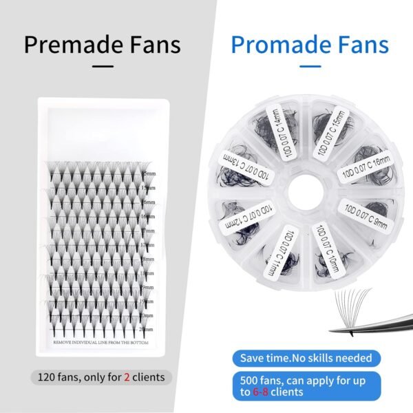 71bMND0xpsL._SL1500_.jpg Premade Fans Eyelash Extension 500 Fans Handmade Loose Volume Lashes Mutiple Options 10D Pre-made Fans 0.07mm Thickness C/D Curl 9-16mm/13-20mm Volume Eyelash Extensions by WENDYLASHES