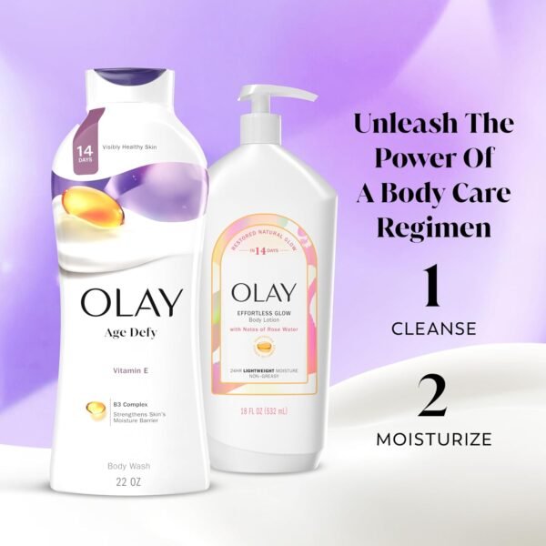 Olay Body Wash for Women, Age Defying with Vitamin E, 24hr Moisturizing, Hydrating & Refreshing, B3 Vitamin Complex, Free of Parabens & Phthalates, For All Skin Types, Scented, 22 fl oz (Pack of 2)
