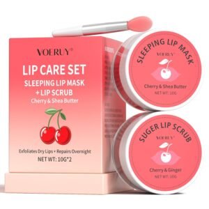 71cGVFMduIL._SL1500_.jpg Lip Scrub & Lip Mask Set, Cherry Lip Exfoliator Scrub, Christmas Gifts Stocking Stuffers Gift for Women, Overnight Suger Lip Treatment, Repair Dry Cracked Lips - with Lip Brush (10g*2)