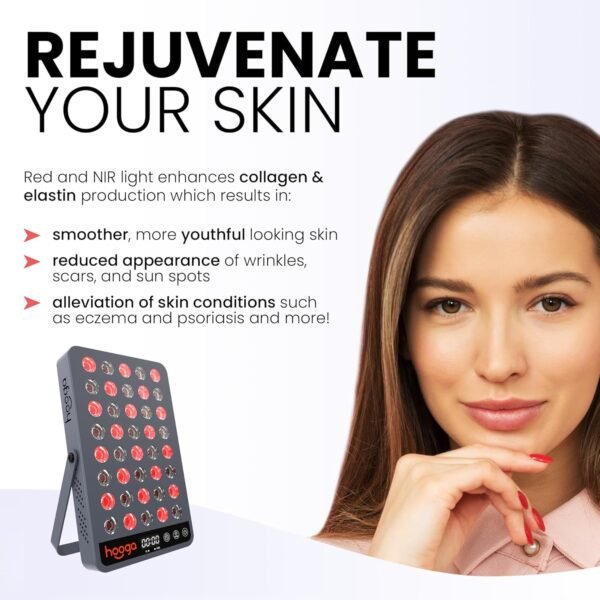 Hooga Red Light Therapy, 660nm 850nm Near Infrared Light Therapy with Timer, Built in Stand, Clinical Grade High Power Output for Skin Health, Pain Relief, Muscle Recovery, Performance. HG200