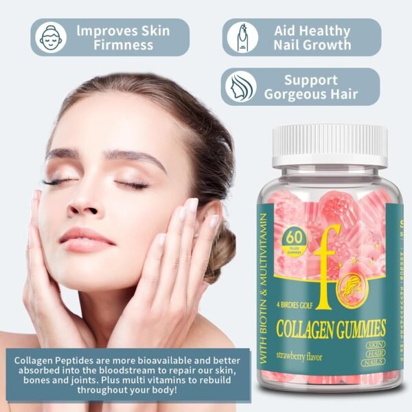 Collagen Peptides Gummies for Women Men Sugar-Free, Multi Collagen Peptides Hydrolyzed Protein Type I, II, III, V, X with Biotin Vitamin C A E D3 B6 B12 for Skin Hair Nails, Bone
