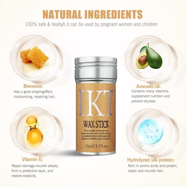 Hair Wax Stick, Wax Stick for Hair, Slick Stick for Hair Non-greasy Styling Hair Pomade Stick, Strong Hold Makes Hair Look Neat and Tidy（2.7 Ounce）