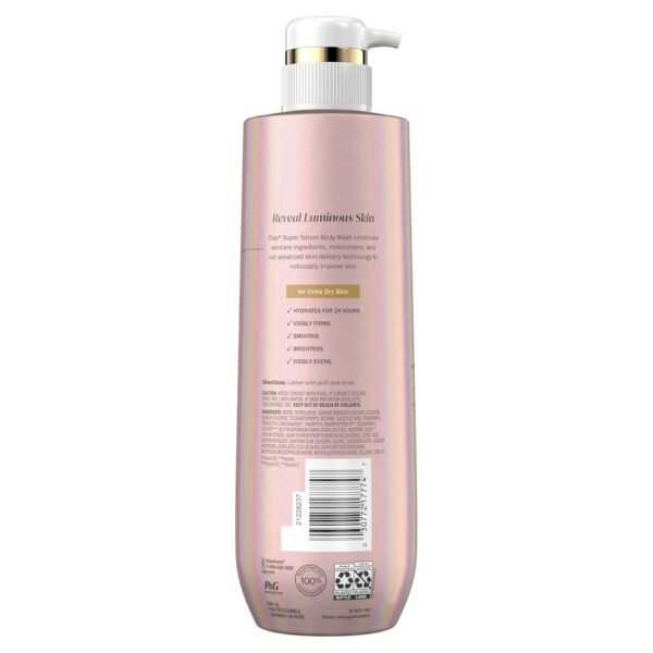 Olay Super Serum Body Wash for Extra Dry Skin, 24hr Long Lasting Hydration, 5+ Ingredient Serum Complex for Bright Even Firm Luminous Skin, 18.5 fl oz