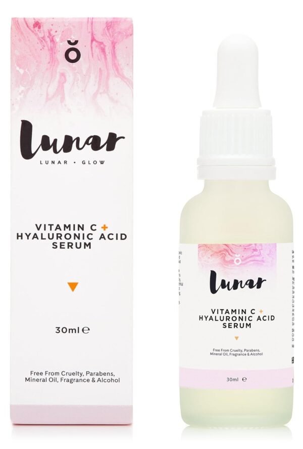 Vitamin C Hyaluronic Acid Serum by Lunar Glow. A Natural Anti Ageing Serum For Your Face & Skin. 1 fl.oz - 30ml.