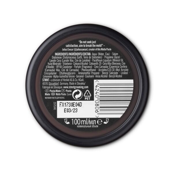 STMNT Grooming Goods Matte Paste 3.38 oz | All Day Strong Hold & High Volume | Hair Clay Paste For Men | Non-Greasy Formula | Texture Paste for Hair | Ideal for Dry & Damp Hair | Mens Hair Styling