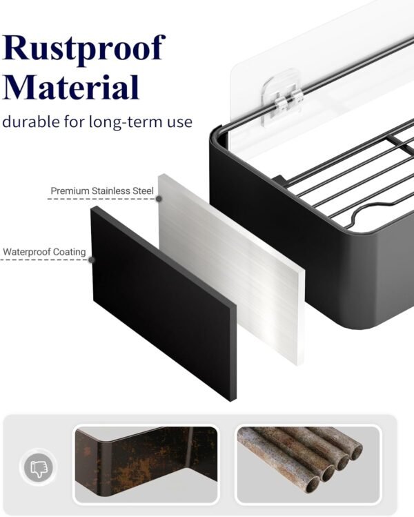 Kitsure X-Large Shower Caddy - 2 Pack Adhesive Shower Organizer, Rustproof Metal Shelves, No-Drill Bathroom Organizers and Storage, Black