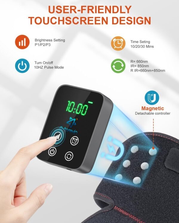 Red Light Therapy Knee Brace Wireless Rechargeable with Pulse & Heating Modes, 660nm & 850nm Near-Infrared Light for Knee, Elbows & Shoulders Ideal for Elderly & Athletes FSA HSA Eligible