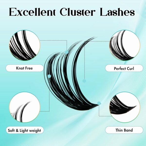 GEMERRY Lash Extension Kit Thick Lash Clusters Kit Fluffy Eyelash Clusters D Curl Eyelash Extension Kit With Lash Bond and Seal, Lash Tweezers, DIY Lash Extension Kit(80P-10-18mm)