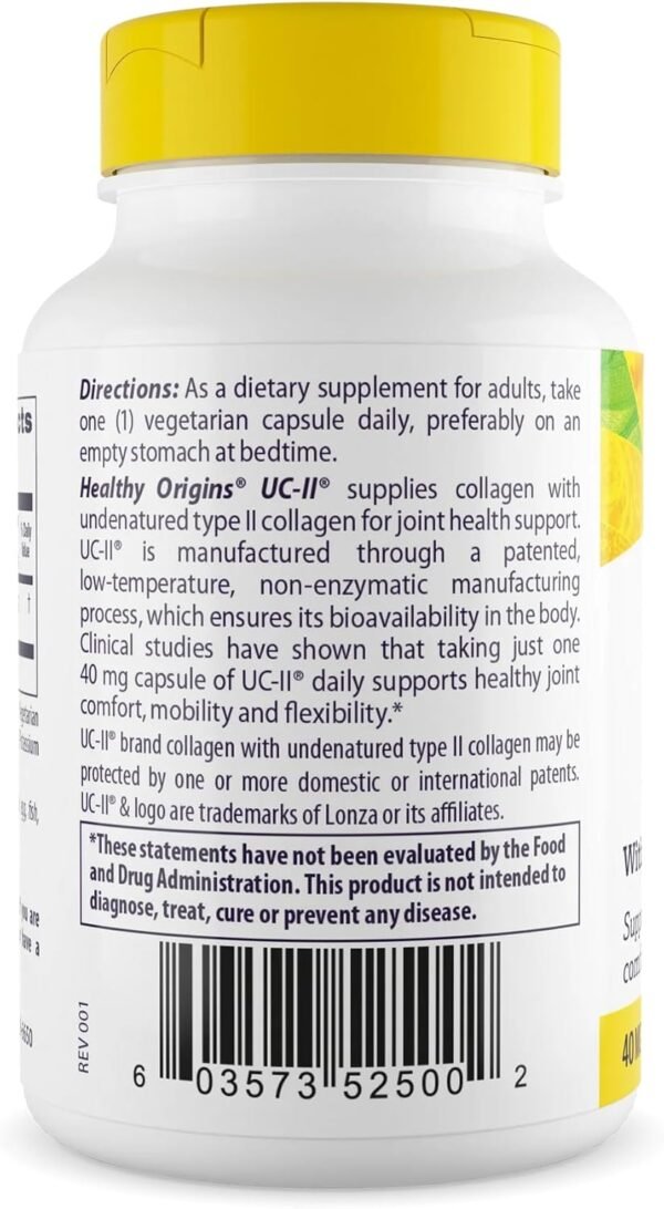 71d0dgAZphL._AC_SL1500_.jpg Healthy Origins UC-II 40 mg (Undenatured Type II Collagen, Non-GMO, Gluten Free, Joint Support), 120 Veggie Caps