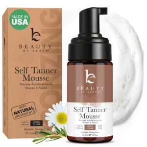 Self Tanner Mousse - USA Made with Natural & Organic Ingredients, Self Tanning Mousse for Dark Fake Tan, Sunless Tanner, Clear & Non Toxic Tanning Foam for Streak Free Finish & Natural Glow