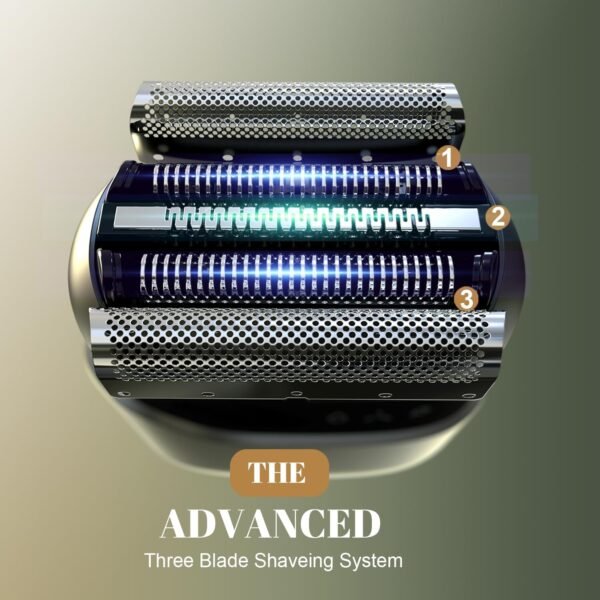 Mini Electric Razor for Men: Foil Shaver for Beard/Face - 3 Floating Blade LED Display USB-C Fast Rechargeable - IPX7 Waterproof for Travel & Home - Light Gray