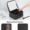 Chomeiu Makeup Bag with LED Mirror, Travel Makeup Case for Women and Makeup Artists Cosmetic Organizer Large Make Up Bags with Light Up Mirror, 3 Color Lights, Adjustable Dividers and Brush Holder