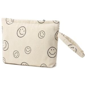 71df0b8BUCL._SL1500_.jpg Small Makeup Bag with Pocketes and Zipper Corduroy Makeup Pouch for Purse Travel Corduroy Cosmetic Organizer Toiletry bag for Women