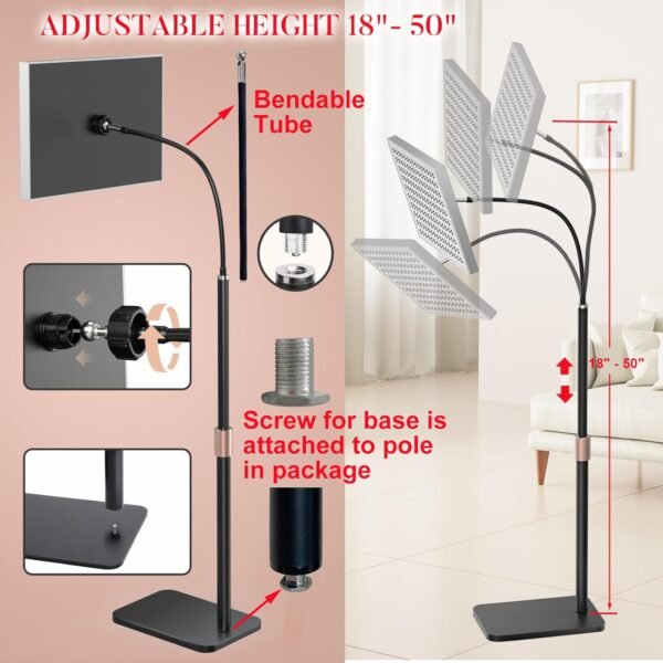 Red Light Therapy for Body, Infrared Light Therapy Panel with Stand, Red Light Therapy Lamp, 660nm Deed Red Light and 850nm Near Infrared LED Red Light Therapy Device at Home for Face and Body