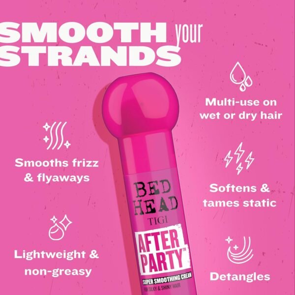 71dvF863EOL._SL1500_.jpg Bed Head by TIGI After Party Super Smoothing Cream – Anti Frizz hair styling product with humidity protection for frizzy, dull or coarse hair, 3.38 fl. oz.