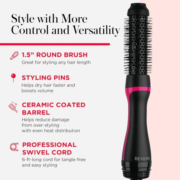 71e8odXUg5L._SL1500_.jpg REVLON One-Step Hair Dryer and Styler - Root Booster Round Brush for Styling, Dryer Brush for Fast and Easy Salon-Quality Blowout, More Shine and Less Frizz (1-1/2 in)