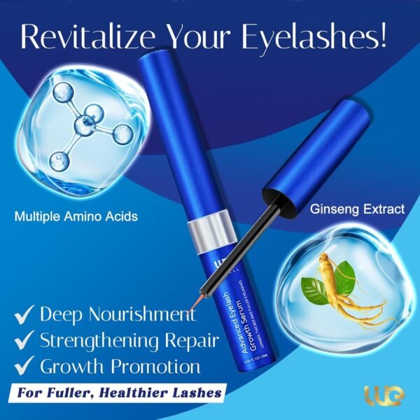 Advanced Eyelash Growth Serum for Lash: Premium Lash Enhancer for Natural Thicker and Longer Lashes – Booster for Enhanced Eyelash Thicknes 3Ml (Deepsea Blue)