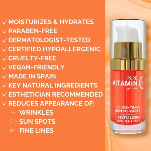 Noche Y Dia Vitamin C Serum for Mature Skin - Made in Spain - Anti Aging Formula Hydrates, Moisturizes, Firms - Targets Sun Spots, Fine Lines, Wrinkles - 30mL (1 fl oz)