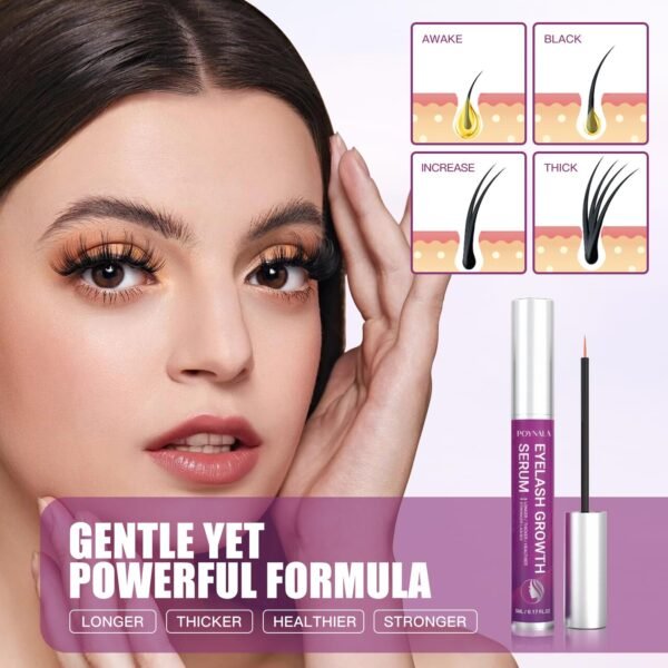Premium Eyelash Growth Serum - Lash Enhancing Serum with Advanced Formula to Boost Longer Fuller and Thicker Looking Lashes - Vegan & Cruelty - Free Treatment 5mL 0.17 Fl Oz