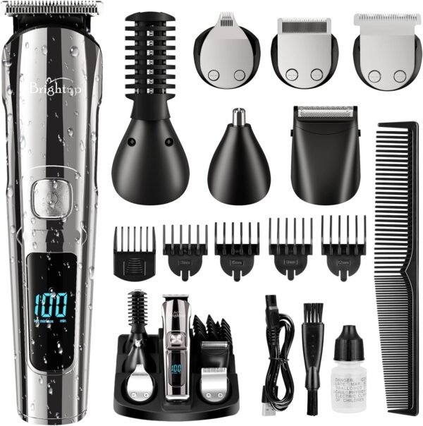 71eZtUE4QHL._AC_SL1500_.jpg Brightup Beard Trimmer for Men - Electric Razor & Shaver, Cordless Hair Clippers Trimmers Set, IPX7 Waterproof Mens Grooming Kit for Shaving Face, Mustache, Body, Ear, Nose Hair Trimmer, Gifts for Men