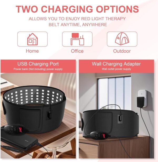 Red Light Therapy for Body:5 Light Levels Infrared Light Heat Therapy Belt Wrap for Back/Waist/Muscle/Pain Relief 660nm & 850nm Led Beads Red Light Therapy Device with Timer