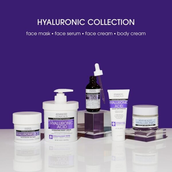Advanced Clinicals Hyaluronic Acid Moisturizer Body Cream W/Vitamin E | Hydrating Cream & Body Lotion For Women & Men To Help Improve Look of Wrinkles, Dry Skin, Crepey Looking Skin, 16 Ounce