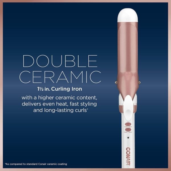 71erjDvppeS._AC_SL1500_.jpg Conair Double Ceramic 1 1/2-Inch Curling Iron, 1 ½ inch barrel produces soft waves – for use on medium and long hair