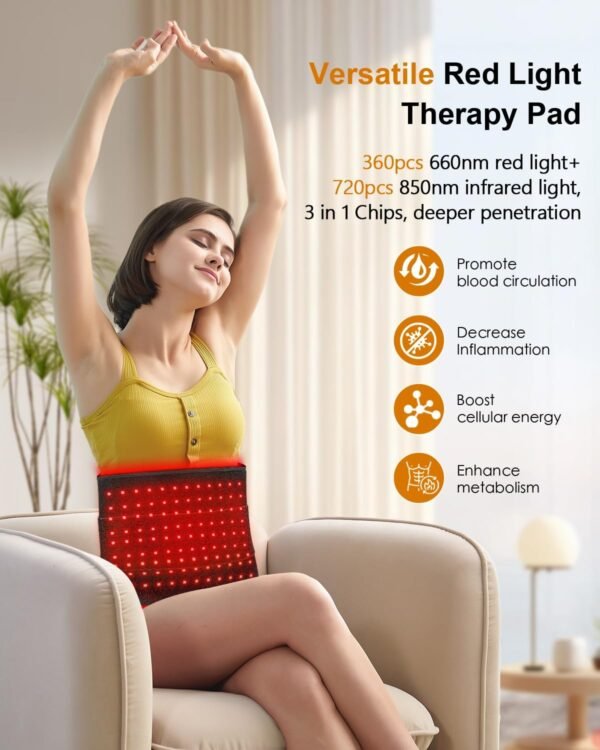 Red Light Therapy for Body, 31.5" x 11.8" Large Red Light Therapy Pad, 360 LEDs with 660nm Redlight & 850nm Infrared Light Therapy for Waist Back Shoulder Neck Pain Relief