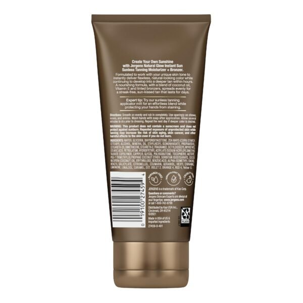 71f02RBw2JL._SL1500_.jpg Jergens Natural Glow Instant Sun Tanning Moisturizer + Bronzer, Lightweight Sunless Tanning for Natural-Looking Color, Deep Bronze, 6 Oz