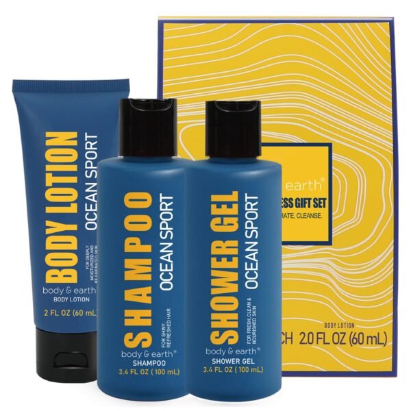 Bath and Body Gift Set for Men Body Wash Set with Fresh Ocean Scent Shower Gel, Body Lotion, Shampoo, Birthday Gifts for Men,regalos para hombre, Birthday Gifts for Him