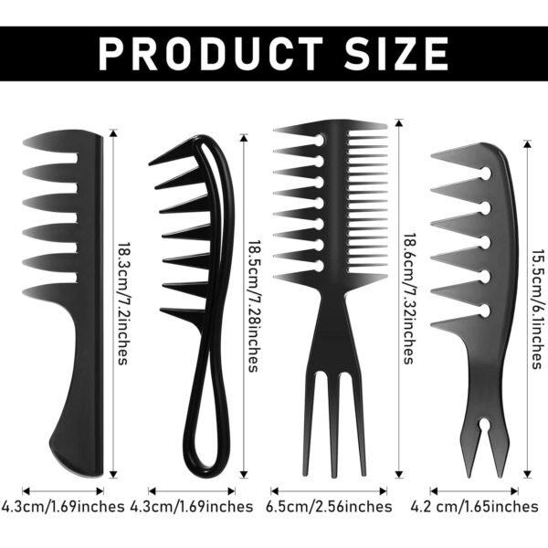 71fKUAMB-LL._SL1500_.jpg Sieral 4 Pcs Hair Comb Styling Set Double Side Tail Combs with Pick Barber Wide Tooth Tool for Men Women Beard Hairstylist Tools African American Accessories, Black, 4 Styles