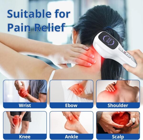 Cold Laser Therapy Device for Humans & Dogs, 4x808nm + 14x650nm Red Light Therapy for Body Pain Relief, Handheld lllt Near Infrared Light Wand with Stand for Joint, Back, Knee, Muscle Use