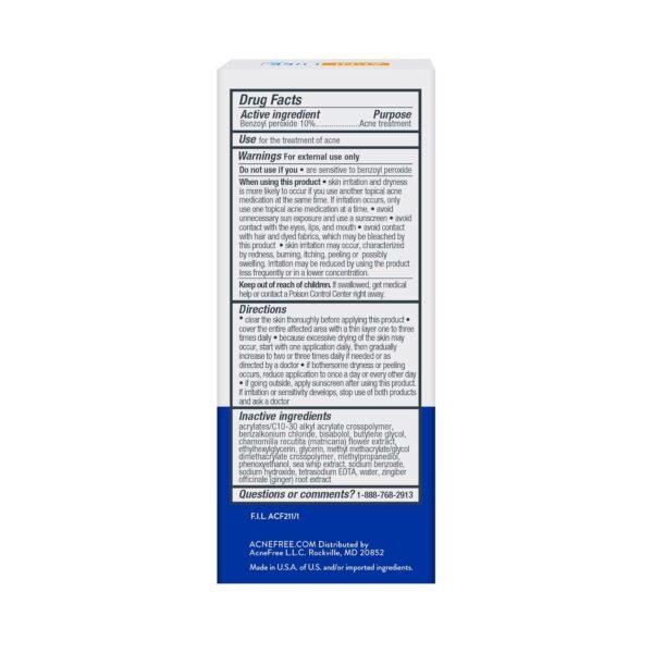 AcneFree Terminator 10 Acne Spot Treatment with Benzoyl Peroxide 10% Maximum Strength Acne Cream Treatment, 1 Ounce - Pack Of 1