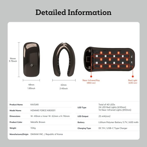 KAISAR Portable Wireless Infrared & Red Light Therapy Device for Male Urinary Care