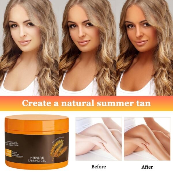 Luxury Intensive Tanning Gel, Natural Tanning Accelerator Lotion， Brown Tanning Gel, Natural Tanning Accelerator Cream Gel, for Sunbeds & Outdoor Sun (2pcs)