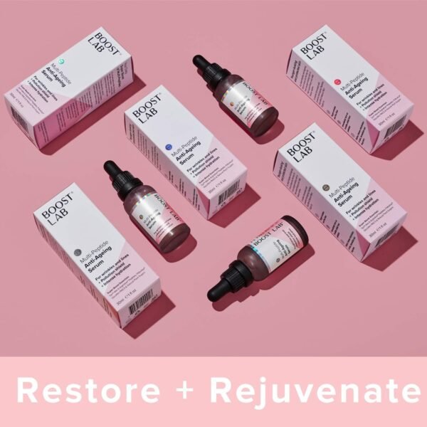BOOST LAB Multi-Peptide Anti Ageing Serum - For Mens & Women - Reduce Wrinkle & Facial Lines - Provides Deep and Long-Term Hydration - Paraben Free, Sulphate Free, Fragrance Free - 30 ml (1 fl oz)