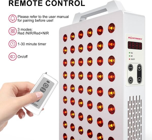 Red Light Therapy, 630/660/810/830/850nm 5 Wavelengths Red Near Infrared Light Device with 60 Dual Chip Clinical Grade LEDs, Remote Control, Timer for Face, Body, Pain Relief, BO-300 (White)