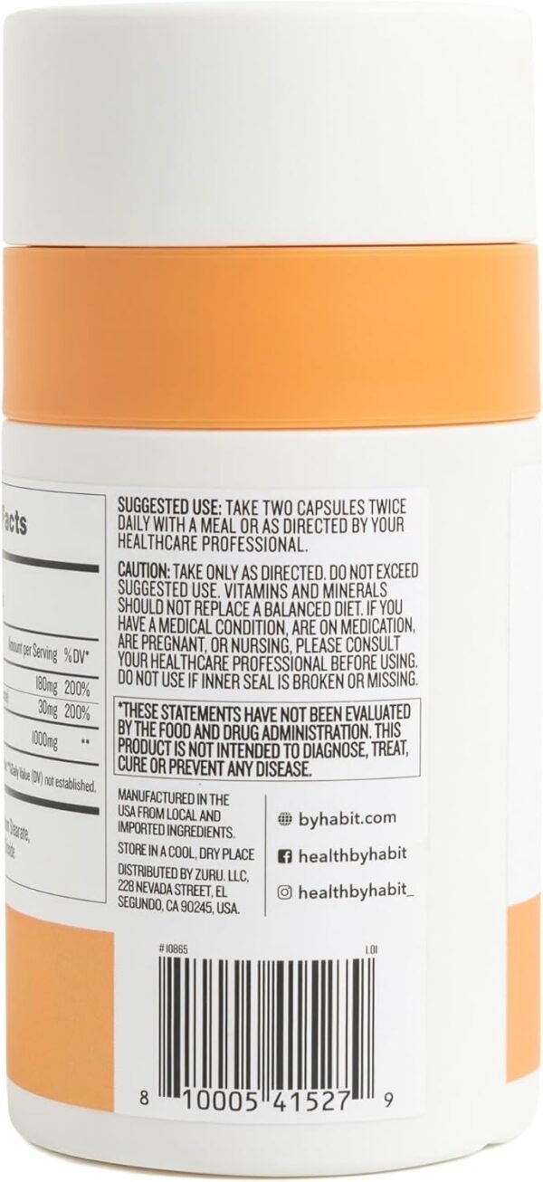 71h6BomRUML._AC_SL1500_.jpg Health by Habit Collagen Supplement (60 Capsules) - Vitamin C & Vitamin E, 2000mg, Collagen Peptides, Superior Absorption, Support Your Skin, Non-GMO, Sugar Free (1 Pack)