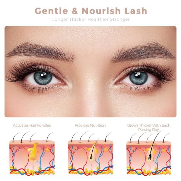 Eyelash Serum, Nutrient Formula Lash Serum Growths Fuller & Longer Looking, Clear Eyebrow Growth Serums With Mascara Tube Natural Formula Vegan & Cruelty-Free
