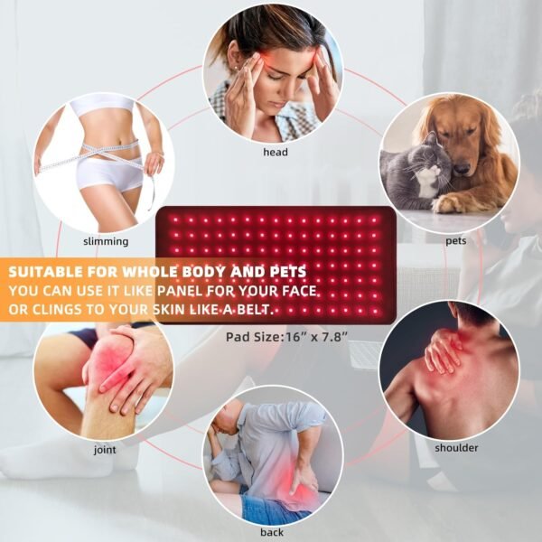 Red Light Therapy Infrared Light Therapy Pad Wearable Wrap Heating Pad for Body Pain Relief Back Waist Shoulder Knee Feet Faster Body Energy Recovery with Timer