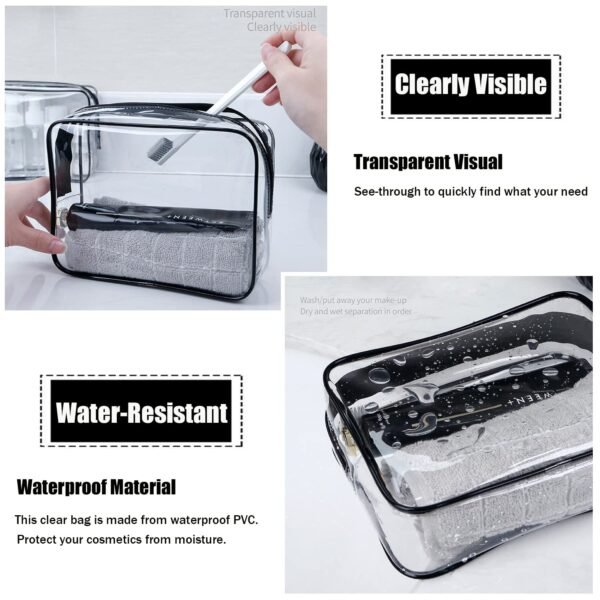 71hNywd0o0L._SL1500_.jpg MODENGKONGJIAN TSA Approved Toiletry Bag, 3 Pcs Clear Toiletries Bags Quart Size Travel Makeup Cosmetic Bag for Women Men, Carry on Airport Airline Compliant Bag (Black)