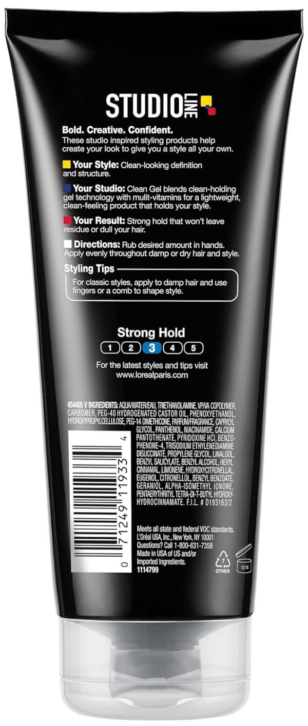 71hdpZ390DL._SL1500_.jpg L'Oreal Paris Studio Line Clear Minded Clean Gel - Strong Hold 6.8 fl; oz.