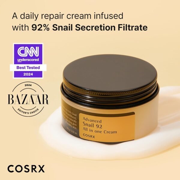 71hezGDNcHL._SL1500_.jpg COSRX Snail Mucin 92% Face Moisturizer, 3.52 Oz, Lightweight Moisturing Cream for Soft, Glowy Skin, Korean Skin Care, Korean Moisturizer Face Cream